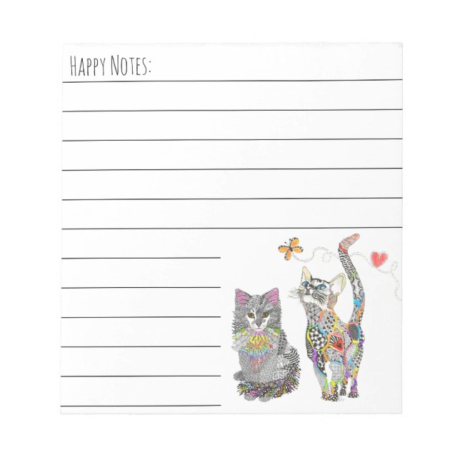 Farbenfrohe Pastellkatze und Kitten Notepad Notizblock (Vorderseite)