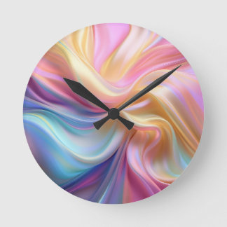 Farbenfrohe Pastellseide Runde Wanduhr