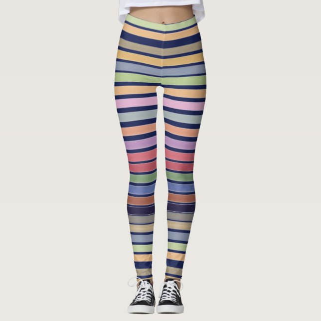 Farbenfrohe Pastellstreifen Leggings (Vorderseite)