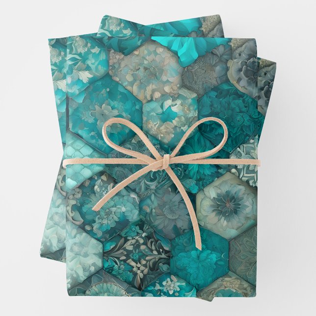 Farbenfrohe Patchwork-Blätter zum Verpacken von Pa Geschenkpapier Set (Von Creator hochgeladen)