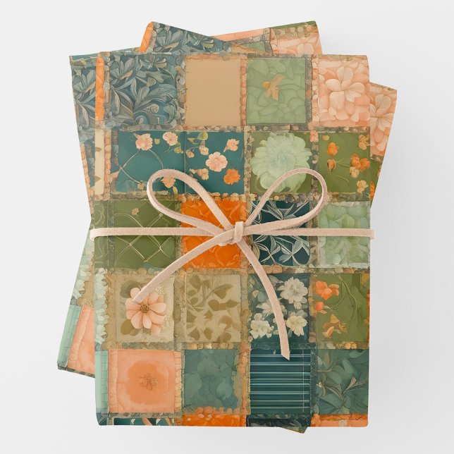 Farbenfrohe Patchwork-Blätter zum Verpacken von Pa Geschenkpapier Set (Von Creator hochgeladen)