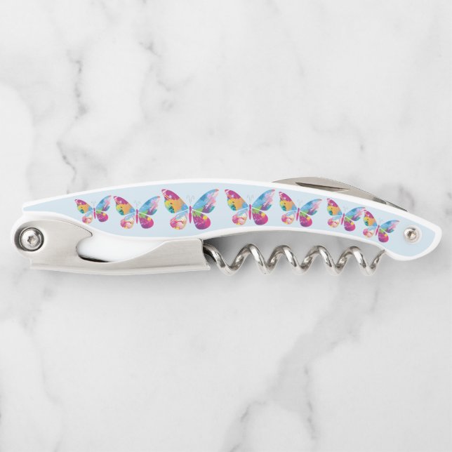 Farbenfrohe Patchwork-Butterfly Design-Schraube Kellnermesser (Vorderseite)