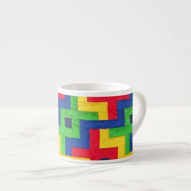 Farbenfrohe Patchwork Design Espresso Kaffee Tasse (Vorderseite Rechts)