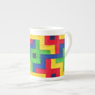 Farbenfrohe Patchwork-Design Knochen-China Kaffeem Prozellantasse