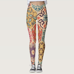 Farbenfrohe Patchwork-Fliesen Leggings