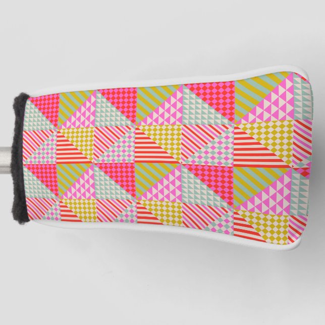 Farbenfrohe Patchwork-Golf-Putter-Abdeckung Golf Headcover (Vorderseite)