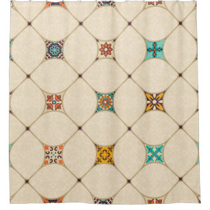 Farbenfrohe Patchwork Islam Arabisch Tile Duschvorhang