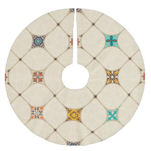 Farbenfrohe Patchwork Islam Arabisch Tile Polyester Weihnachtsbaumdecke