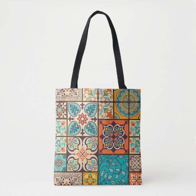 Farbenfrohe Patchwork-Islam-Majolika-Kachel (Vorderseite)