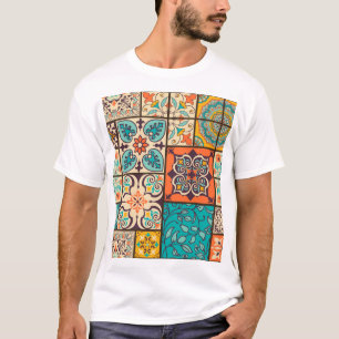 Farbenfrohe Patchwork-Islam-Majolika-Kachel T-Shirt