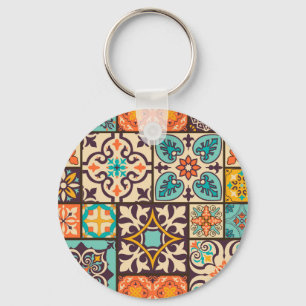 Farbenfrohe Patchwork Islam Motifs Tile Schlüsselanhänger