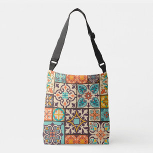 Farbenfrohe Patchwork Islam Motifs Tile Tragetaschen Mit Langen Trägern