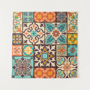 Farbenfrohe Patchwork Islam Motifs Tile Wandteppich