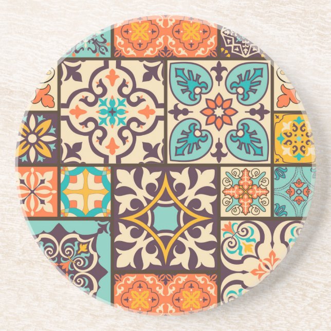 Farbenfrohe Patchwork-Islam-Motive Kachel Getränkeuntersetzer (Vorne)