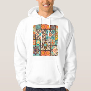Farbenfrohe Patchwork-Islam-Motive Kachel Hoodie