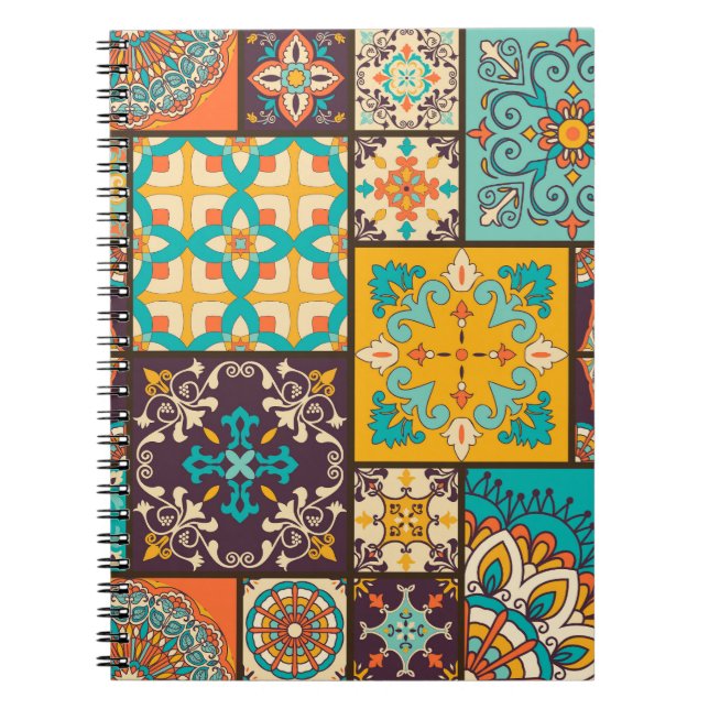Farbenfrohe Patchwork-islamische Fliese nahtlos Notizblock (Vorderseite)