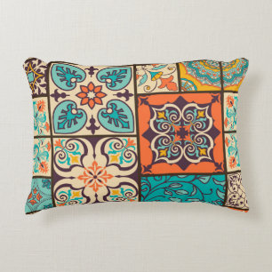 Farbenfrohe Patchwork Islamische Majolika Dekokissen