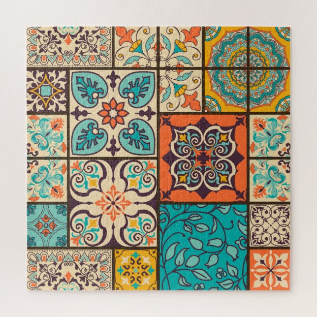 Farbenfrohe Patchwork Islamische Majolika Puzzle (Vertikal)