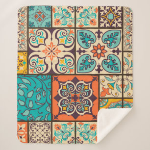 Farbenfrohe Patchwork Islamische Majolika Sherpadecke