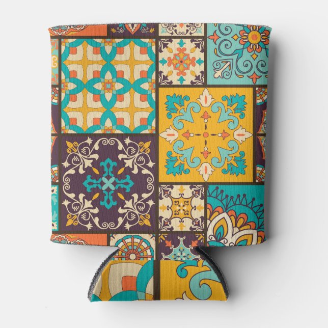 Farbenfrohe Patchwork Islamische Tile Nahtlos Dosenkühler (Vorderseite)