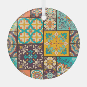 Farbenfrohe Patchwork Islamische Tile Nahtlos Ornament Aus Glas