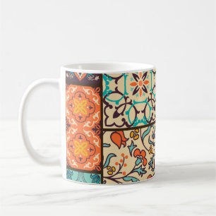 Farbenfrohe Patchwork-Kachel: Islamische Majolika- Kaffeetasse