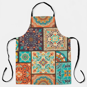 Farbenfrohe Patchwork-Kachel: Islamische Motive. Schürze