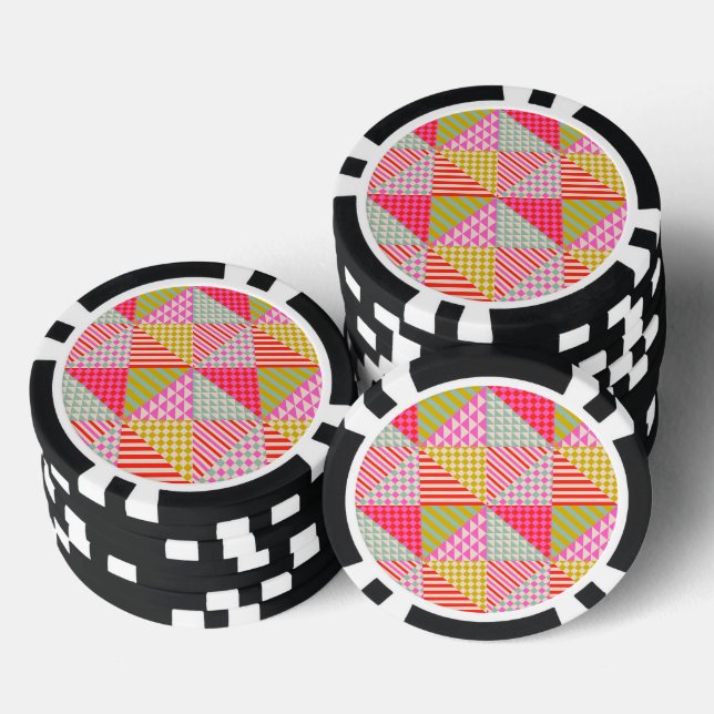 Farbenfrohe Patchwork-Pokerchips Pokerchips (Stapel)