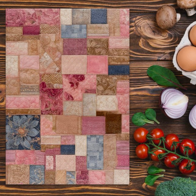 Farbenfrohe Patchwork Quilt Art Coppingboard Schneidebrett (Von Creator hochgeladen)