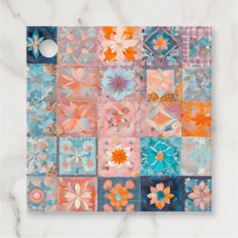Farbenfrohe Patchwork Quilt Art Gift Tags Geschenkanhänger