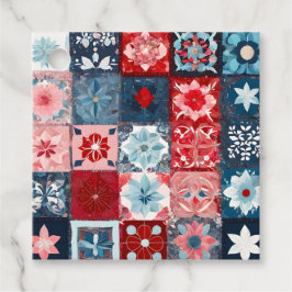 Farbenfrohe Patchwork Quilt Art Gift Tags Geschenkanhänger