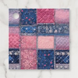 Farbenfrohe Patchwork Quilt Art Gift Tags Geschenkanhänger