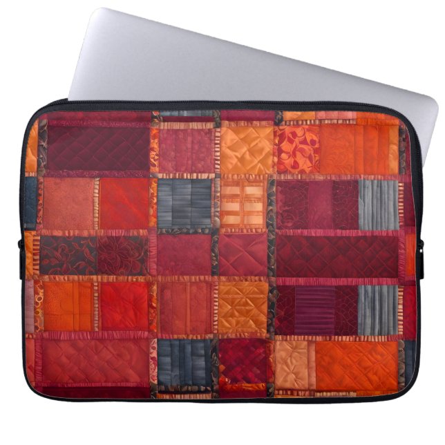 Farbenfrohe Patchwork Quilt Art Laptop Case (Vorderseite)