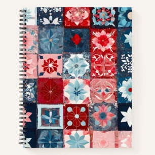 Farbenfrohe Patchwork Quilt Art Spiral Notebook Notizbuch