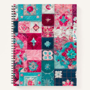 Farbenfrohe Patchwork Quilt Art Spiral Notebook Notizbuch
