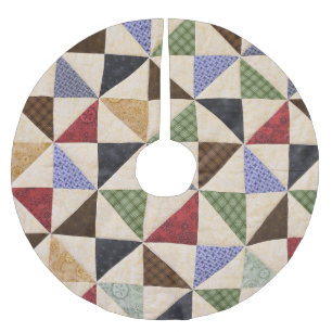 Farbenfrohe Patchwork-Quilt: Blume Textur. Polyester Weihnachtsbaumdecke