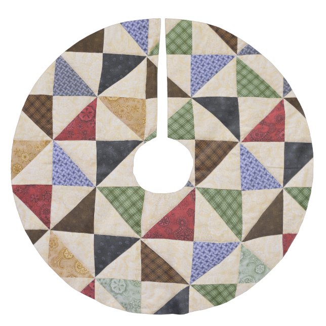 Farbenfrohe Patchwork-Quilt: Blume Textur. Polyester Weihnachtsbaumdecke (Vorderseite)