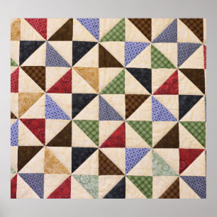 Farbenfrohe Patchwork-Quilt: Blume Textur. Poster