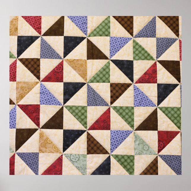 Farbenfrohe Patchwork-Quilt: Blume Textur. Poster (Vorne)