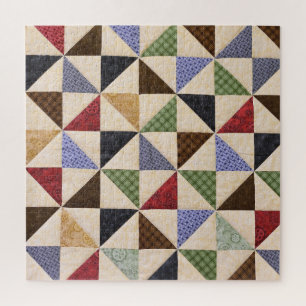 Farbenfrohe Patchwork-Quilt: Blume Textur. Puzzle