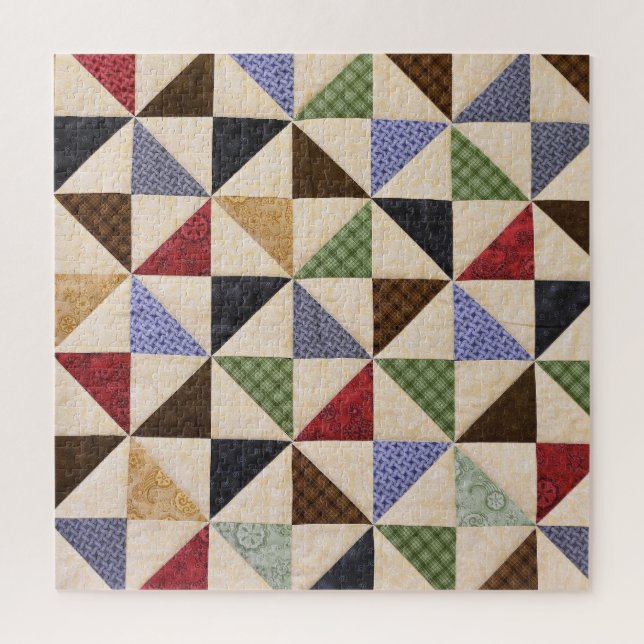 Farbenfrohe Patchwork-Quilt: Blume Textur. Puzzle (Vertikal)