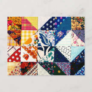Farbenfrohe Patchwork Quilt Crafty Crafter Postcar Postkarte