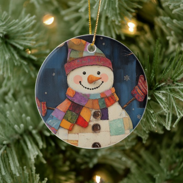Farbenfrohe Patchwork Snowman Weihnachtsschmuck (Baum)