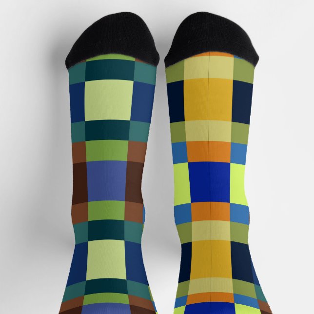 Farbenfrohe Patchwork Socken (Oben)