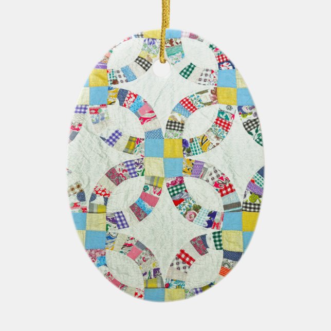 Farbenfrohe Patchwork-Steppdecke Keramikornament (Vorne)