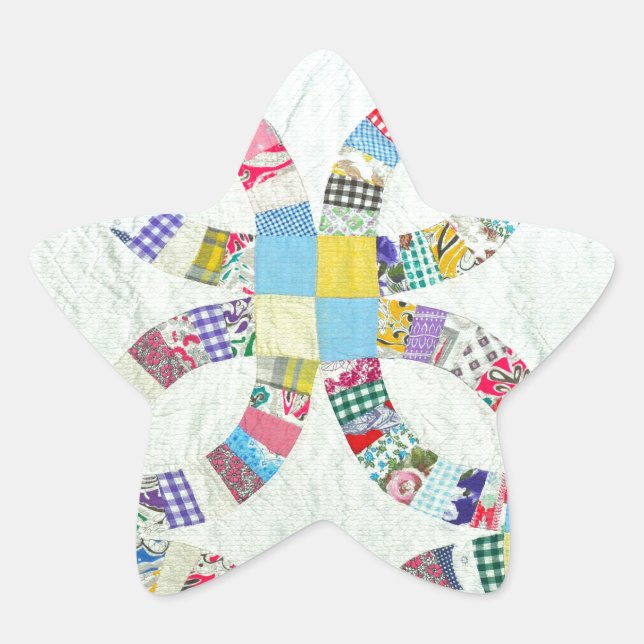 Farbenfrohe Patchwork-Steppdecke Stern-Aufkleber (Vorderseite)