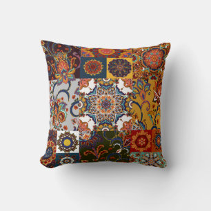 Farbenfrohe Patchwork-Tile: Majolica Pottery Style Kissen