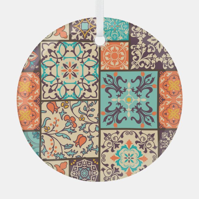 Farbenfrohe Patchwork-Tile: Motive der islamischen Ornament Aus Glas (Vorderseite)