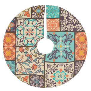 Farbenfrohe Patchwork-Tile: Motive der islamischen Polyester Weihnachtsbaumdecke