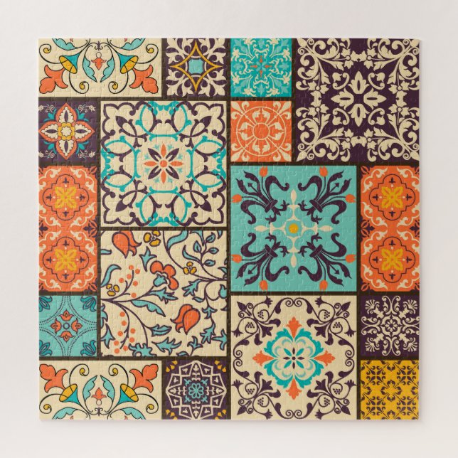 Farbenfrohe Patchwork-Tile: Motive der islamischen Puzzle (Vertikal)